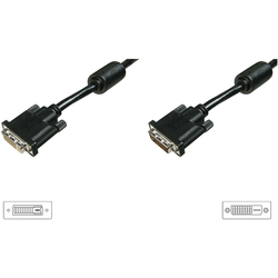 Digitus DVI prodlužovací kabel DVI-D 24+1pol. Zástrčka, DVI-D 24+1pol. zásuvka 4.50 m černá AK-320200-050-S lze šroubovat DVI kabel