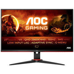 AOC Q27G2E/BK herní monitor 68.6 cm (27 palec) Energetická třída (EEK2021) F (A - G) 2560 x 1440 Pixel QHD 1 ms na sluchátka (jack 3,5 mm), DisplayPort, HDMI™