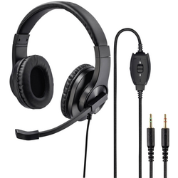 Hama HS-P300 Počítače Sluchátka On Ear kabelová stereo černá  regulace hlasitosti, Vypnutí zvuku mikrofonu