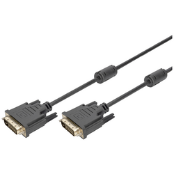 Digitus DVI kabel DVI-D 24+1pol. Zástrčka, DVI-D 24+1pol. Zástrčka 10.00 m černá AK-320101-100-S lze šroubovat, s feritovým jádrem DVI kabel