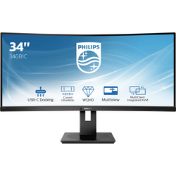 Philips 346B1C LCD monitor 86.4 cm (34 palec) Energetická třída (EEK2021) G (A - G) 3440 x 1440 Pixel WQHD 5 ms RJ45 , zásuvka sluchátek VA LED