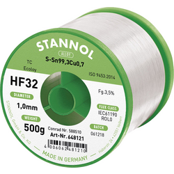 Stannol HF32 3500 bezolovnatý pájecí cín cívka Sn99,3Cu0,7 REL0 500 g 1 mm