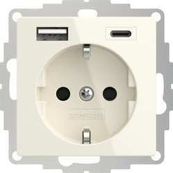 2USB 2U-449535  zásuvka s ochranným kontaktem  s nabíjením přes USB, dětská ochrana, VDE IP20 krémově bílá