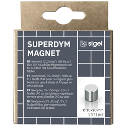 Sigel neodymový magnet C5 "Strong" (Ø x v) 10 mm x 10 mm cylindr  stříbrná 5 ks BA700