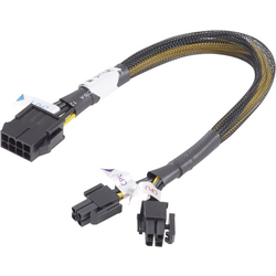 Akasa napájecí prodlužovací kabel [1x PCI-E zástrčka 8-pólová - 2x PCI-E zástrčka 4-polóvá] 0.30 m žlutá, černá