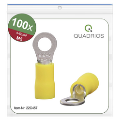 Quadrios 22C457 kulaté kabelové oko  Průřez (max.)=6.0 mm² Ø otvoru=5.3 mm částečná izolace žlutá 1 sada