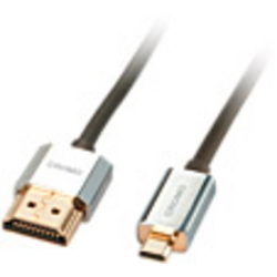 LINDY HDMI kabel Zástrčka HDMI-A, Zástrčka HDMI Micro-D 0.50 m šedá 41680 High Speed HDMI s Ethernetem, vodič z OFC, kulatý, Ultra HD (4K) HDMI s Ethernetem, dvoužilový stíněný, extrémně tenký , pozlacené kontakty, flexibilní provedení HDMI kabel