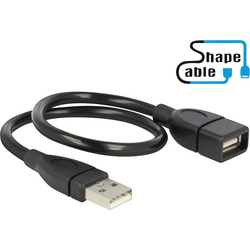 Delock USB kabel USB 2.0 USB-A zástrčka, USB-A zásuvka 0.35 m černá flexibilní husí krk 83498