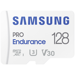 Samsung PRO Endurance paměťová karta microSDXC 128 GB Class 10, UHS-Class 3, v30 Video Speed Class podpora videa 4K, vč. SD adaptéru, nárazuvzdorné