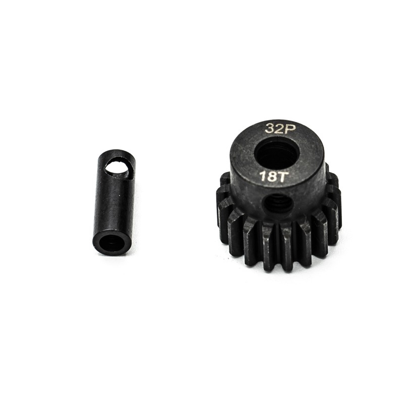 Ocelový motorový pastorek 18 zubů, modul 32DP s 5mm vrtáním a 3,17mm adaptérem KONECT