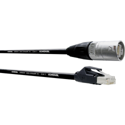 Cordial CSE 5 NH 7 RJ45 síťové kabely, propojovací kabely CAT 6A S/FTP 5.00 m černá krytí PUR, stínění pletivem, párové stínění, fóliové stínění 1 ks