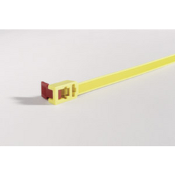 HellermannTyton 115-00001 SPEEDYTIE-PA66-YE-V1 stahovací pásky 750 mm 13 mm žlutá, červená rozpojitelná, se zpětnou smyčkou, s rychlouzávěrem 5 ks