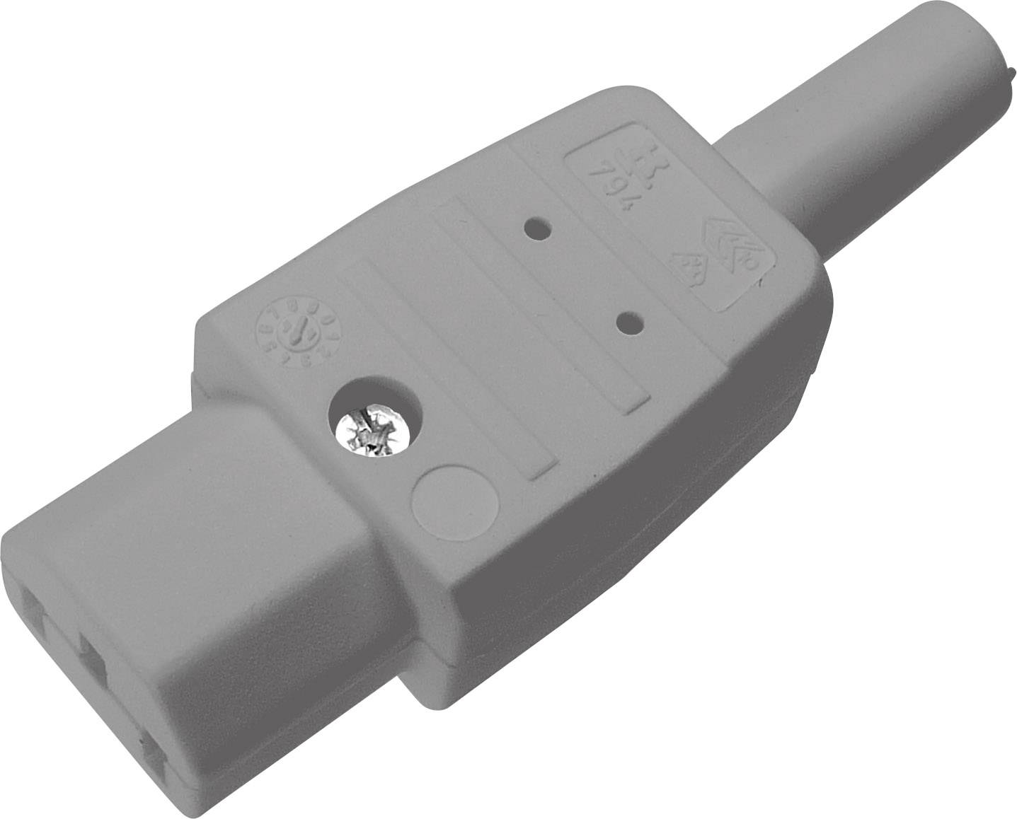 Síťová IEC zásuvka C13 Kaiser, 250 V, 10 A, šedá, 794/gr