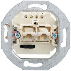 Rutenbeck IAE/UAE 2x8(4)TRSUp0 síťová zásuvka pod omítku panel s čelní deskou a rámečkem CAT 3 perlově bílá