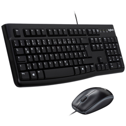 Logitech MK120 Desktop USB Sada klávesnice a myše odolné proti stříkající vodě německá, QWERTZ, Windows® černá
