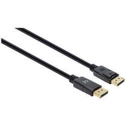 Manhattan DisplayPort kabel Konektor DisplayPort, Konektor DisplayPort 1.00 m černá 355582 DisplayPort 1.4 , třížilový stíněný, PVC plášť, pozlacené kontakty Kabel DisplayPort