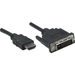 Manhattan HDMI / DVI kabelový adaptér Zástrčka HDMI-A, DVI-D 24+1pol. Zástrčka 1.00 m černá 322782  HDMI kabel