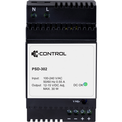 C-Control  PSD-302  síťový zdroj na DIN lištu  Spotřeba (Stand-By) 0.3 W  12 V/DC  2.5 A  30 W  Počet výstupů:1 x    Obsahuje 1 ks