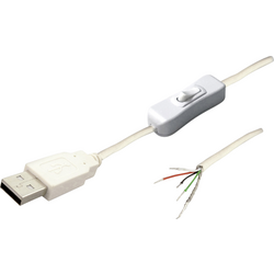 BKL electronic USB A 10080119 - USB kabel 2.0 A zástrčka se spínačem, bílá zástrčka, rovná 11080119 BKL Electronic Množství: 1 ks