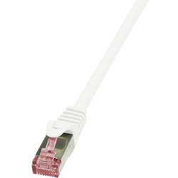 LogiLink CQ2021S RJ45 síťové kabely, propojovací kabely CAT 6 S/FTP 0.50 m bílá samozhášecí, s ochranou 1 ks