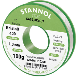 Stannol Flowtin TC bezolovnatý pájecí cín cívka Sn99,3Cu0,7 REL0 100 g 1 mm