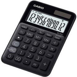 Casio MS-20UC-BK stolní kalkulačka černá Displej (počet míst): 12 solární napájení, na baterii (š x v x h) 105 x 23 x 149.5 mm