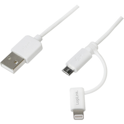 LogiLink USB kabel USB 2.0 USB-A zástrčka, USB Micro-B zástrčka, Apple Lightning konektor 1.00 m bílá