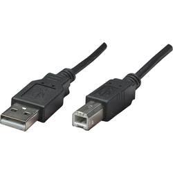 Manhattan USB kabel USB 2.0 USB-A zástrčka, USB-B zástrčka 0.50 m černá fóliové stínění, UL certifikace, pozlacené kontakty 374507