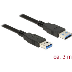 Delock USB kabel USB 3.2 Gen1 (USB 3.0 / USB 3.1 Gen1) USB-A zástrčka, USB-A zástrčka 3.00 m černá pozlacené kontakty 85063