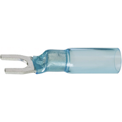 DSG Canusa 7933200502 vidlicové kabelové oko se smršťovací bužírkou 1.50 mm² 2.50 mm² Ø otvoru=4.3 mm částečná izolace modrá 1 ks