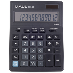 Maul MXL 12 stolní kalkulačka černá Displej (počet míst): 12 na baterii, solární napájení (š x h) 155 mm x 205 mm