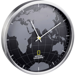 National Geographic 9080000 Quartz nástěnné hodiny 300 mm x 45 mm  hliník (kartáčovaný) tiché hodiny (bez tikání)