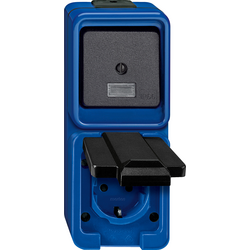 Merten  kompletní sada kontrolní spínač, zásuvka s ochranným kontaktem se sklopným víkem , kombinace vypínač/zásuvka  modrá 227875