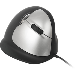 R-GO Tools RGOHELA ergonomická myš USB optická černá, stříbrná 4 tlačítko 3500 dpi ergonomická