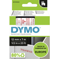 páska do štítkovače  DYMO D1 45012  Barva pásky: transparentní Barva písma:červená 12 mm 7 m