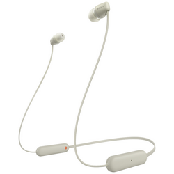 Sony WI-C100  In Ear Headset Bluetooth® stereo tmavě šedá (taupe)  headset, personalizace zvuku, regulace hlasitosti, nákrčník, odolné vůči potu, odolná vůči vodě