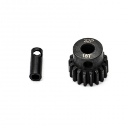 Ocelový motorový pastorek 18 zubů, modul 32DP s 5mm vrtáním a 3,17mm adaptérem KONECT