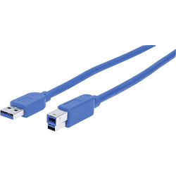 Manhattan USB kabel USB 3.2 Gen1 (USB 3.0 / USB 3.1 Gen1) USB-A zástrčka, USB-B zástrčka 0.50 m modrá fóliové stínění, UL certifikace, pozlacené kontakty 354301