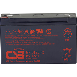 CSB Battery GP 6120 Standby USV GP6120F2 olověný akumulátor 6 V 12 Ah olověný se skelným rounem (š x v x h) 151 x 101 x 50 mm plochý konektor 4,8 mm, plochý konektor 6,35 mm bezúdržbové, nepatrné vybíjení