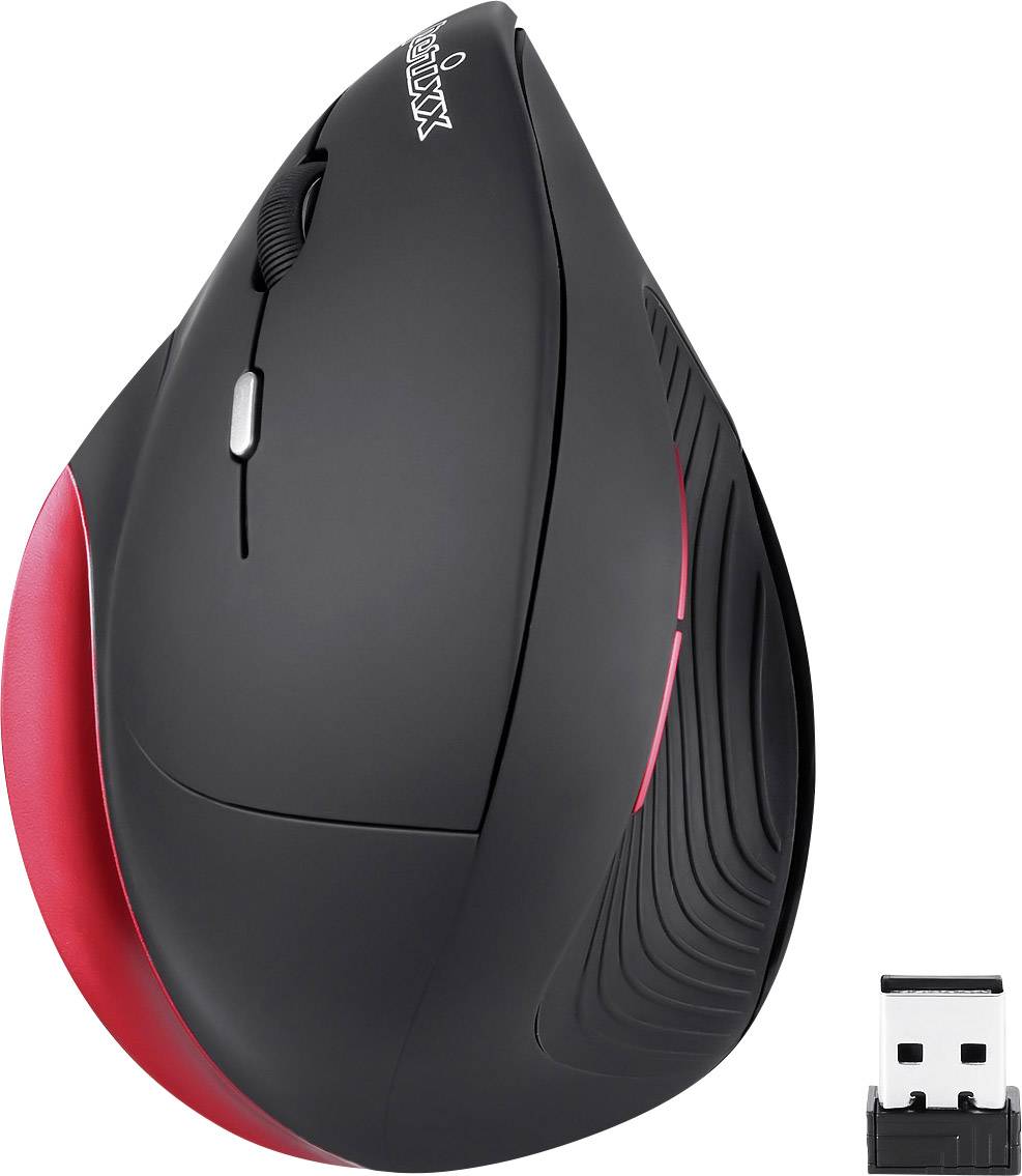 Optická Wi-Fi myš Perixx Perimice-718 11411, ergonomická, černá, červená