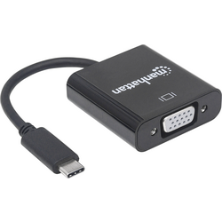 Manhattan 151771 USB / VGA adaptér [1x USB 3.1 zástrčka C  - 1x VGA zásuvka] černá barevně rozlišený, flexibilní provedení, fóliové stínění, UL certifikace, oboustranně zapojitelná zástrčka, pozlacené kontakty 0.80 m