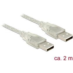 Delock USB kabel USB 2.0 USB-A zástrčka, USB-A zástrčka 2.00 m transparentní s feritovým jádrem 83889