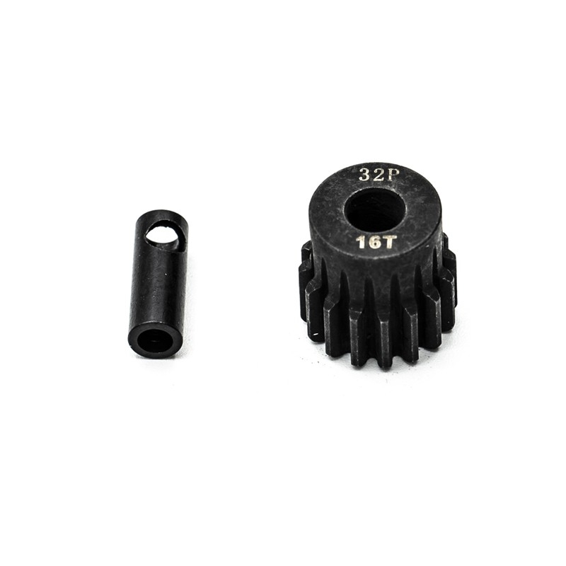 Ocelový motorový pastorek 16 zubů, modul 32DP s 5mm vrtáním a 3,17mm adaptérem KONECT