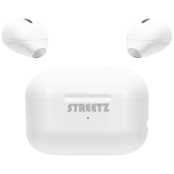 STREETZ TWS-114 In Ear Headset Bluetooth® stereo bílá Indikátor nabití, headset, Nabíjecí pouzdro, regulace hlasitosti, dotykové ovládání