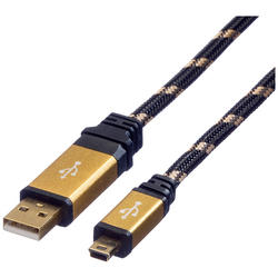 Roline USB kabel USB 2.0 USB-A zástrčka, USB-Mini-A zástrčka 0.80 m černá, zlatá stíněný 11.02.8821