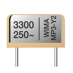 Wima MP 3 X2 0,33uF 20% 250V RM22,5 1 ks odrušovací kondenzátor MP3-X2 radiální  0.33 µF 250 V/AC 20 % 22.5 mm (d x š x v) 28 x 12 x 24 mm