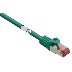 Renkforce RF-5052916 RJ45 síťové kabely, propojovací kabely CAT 6 S/FTP 2.00 m zelená s ochranou, pozlacené kontakty, samozhášecí 1 ks