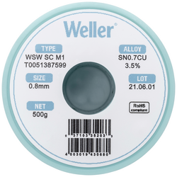 Weller WSW SC M1 bezolovnatý pájecí cín cívka Sn0,7Cu  500 g 0.8 mm