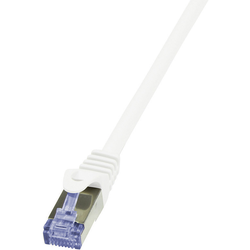 LogiLink CQ3011S RJ45 síťové kabely, propojovací kabely CAT 6A S/FTP 0.25 m bílá samozhášecí, s ochranou 1 ks