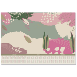 Sigel  HO309  psací podložka  Abstract Leaves (abstraktní listy)  3letý kalendář  růžová, růžová, zelená  (š x v) 59.5 cm x 41 cm